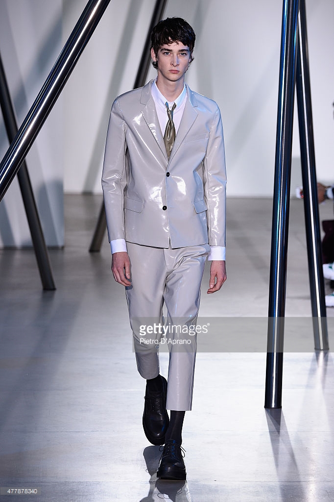 A model walks the runway during the Jil Sander fashion show as part of Milan Men's Fashion Week Spring/Summer 2016 on June 20, 2015 in Milan, Italy.