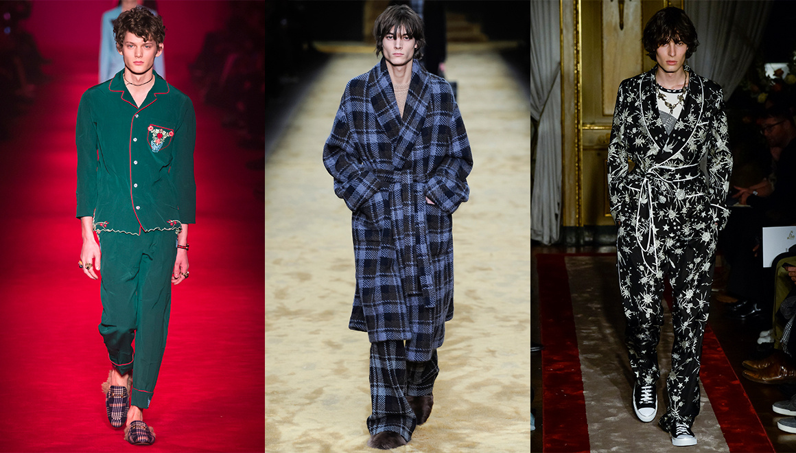 Pyjamas From left to right- Gucci, Fendi, Roberto Cavalli