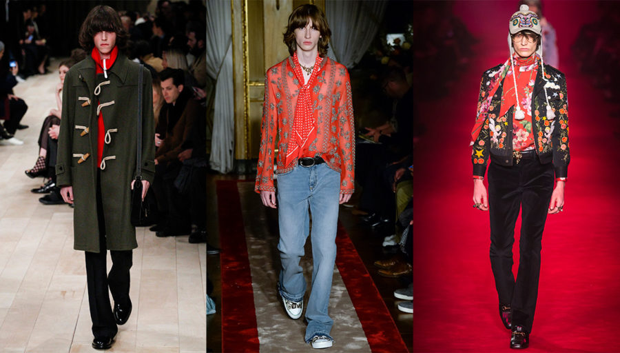 Seventies From left to right- Burberry, Roberto Cavalli, Gucci